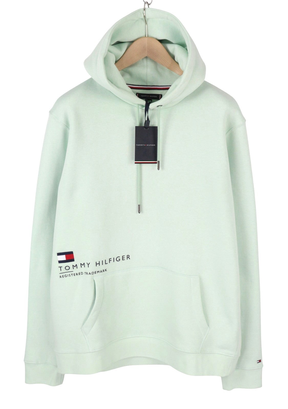 TOMMY HILFIGER Pocket Placement Men Hoodie 2XL Minty Essence Kangaroo Pullover