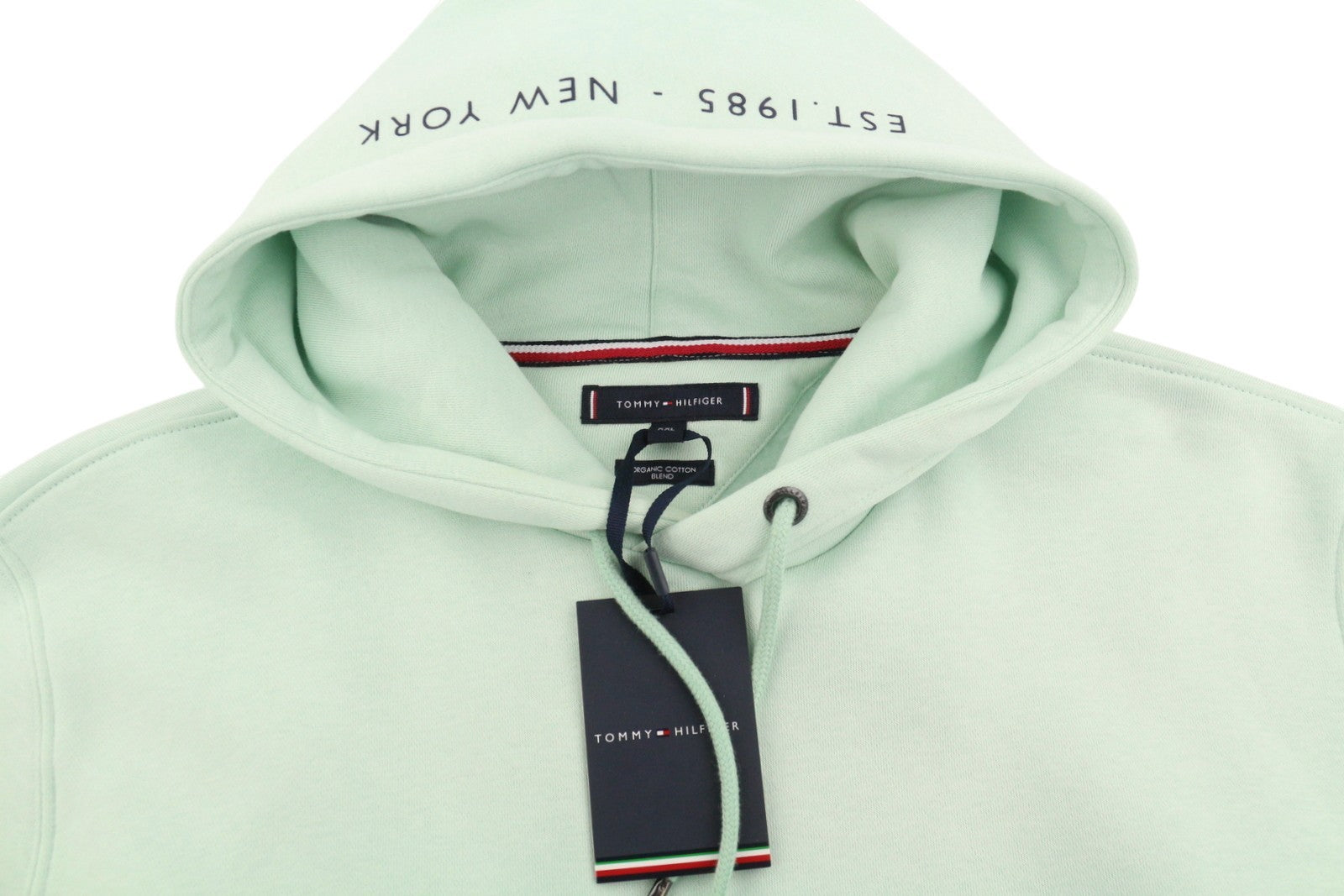 TOMMY HILFIGER Pocket Placement Men Hoodie 2XL Minty Essence Kangaroo Pullover