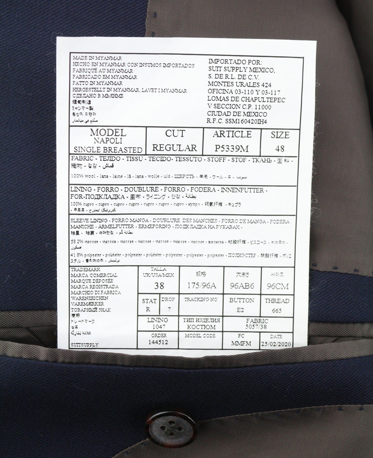 SUITSUPPLY Napoli Single Breasted Men Blazer UK38R Blue Pure Wool Notch Lapel