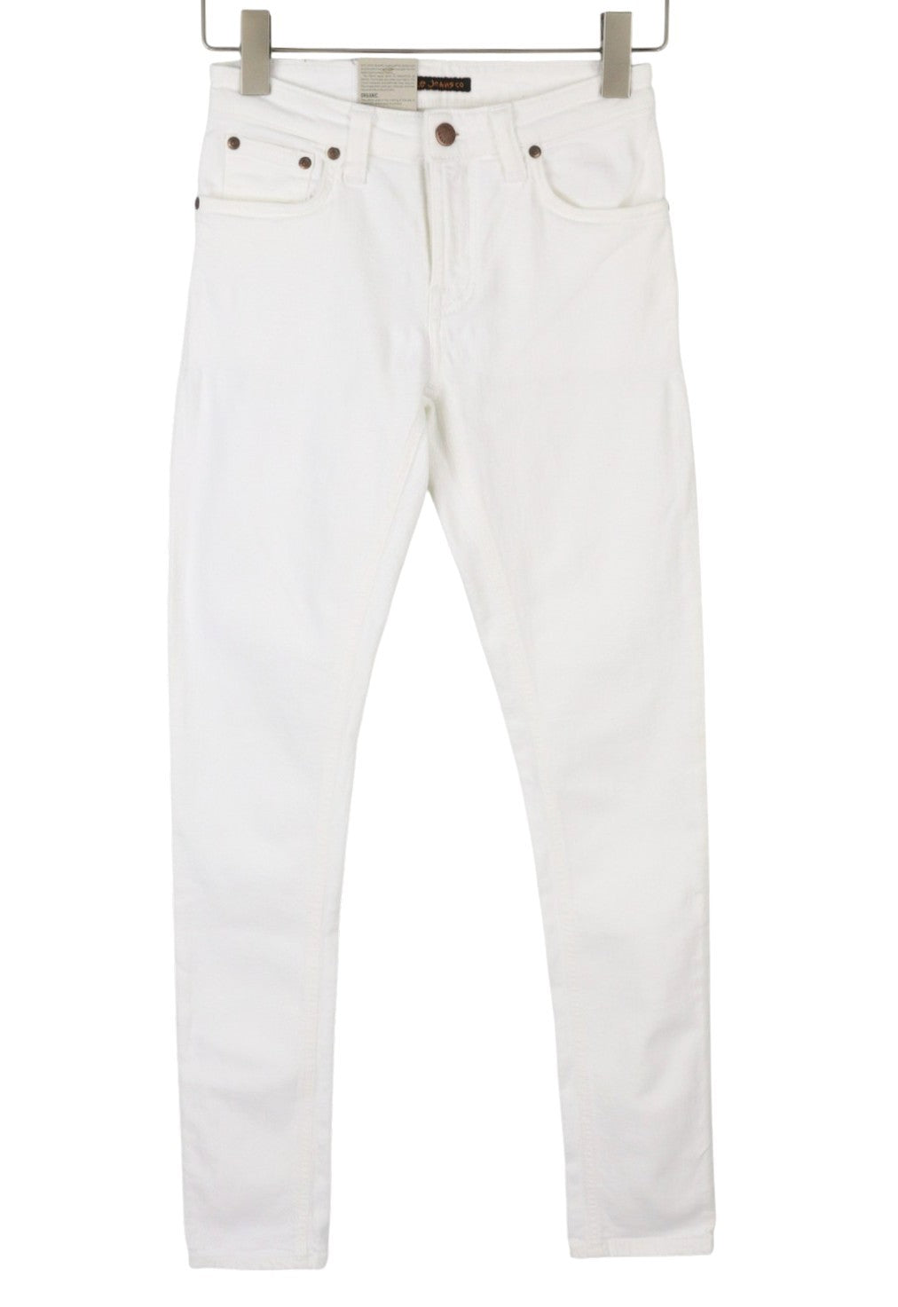 NUDIE JEANS Skinny Lin Blazing White moteriški džinsai W26/L32 džinsinis užtrauktukas 