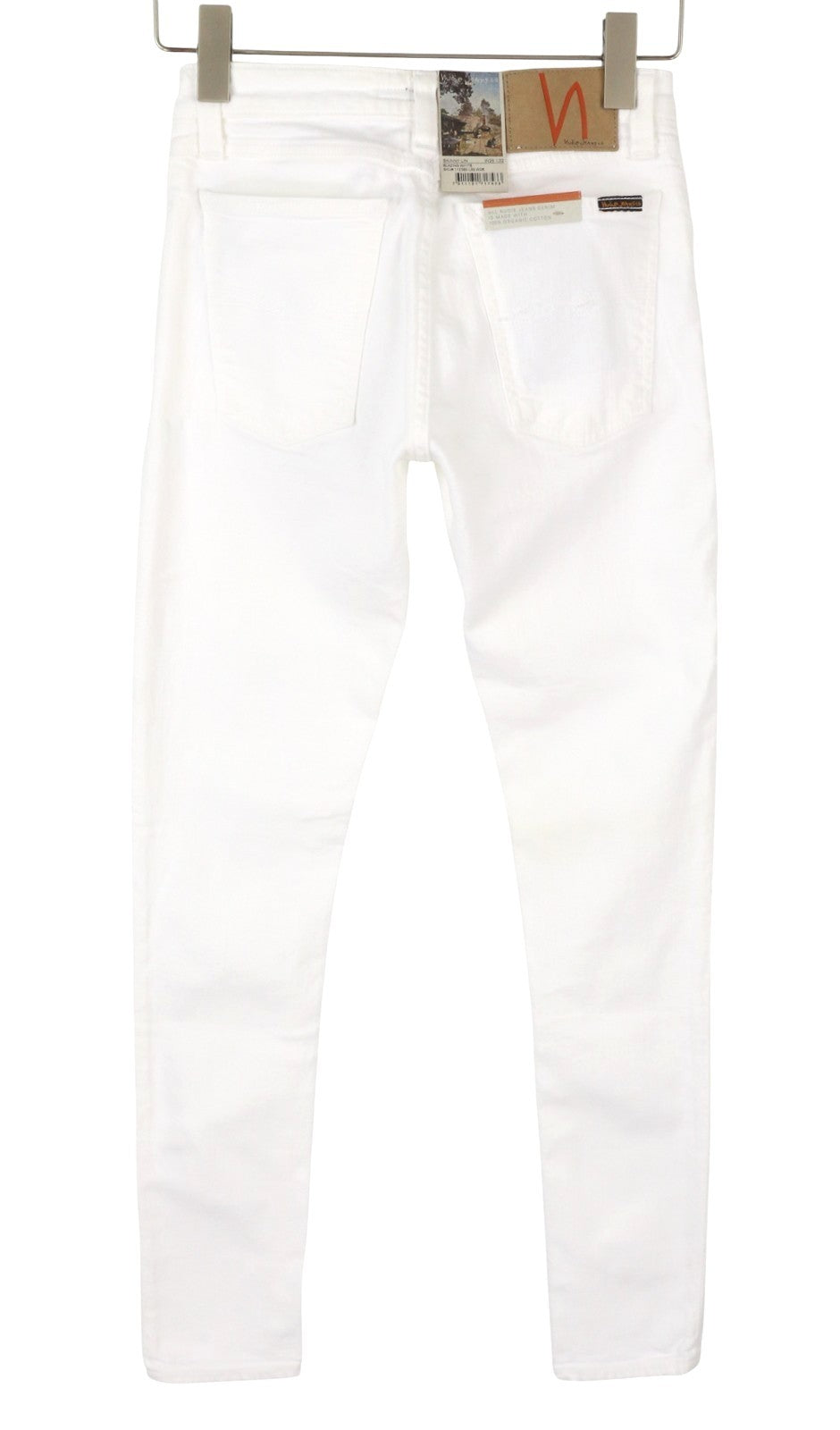 NUDIE JEANS Skinny Lin Blazing White moteriški džinsai W26/L32 džinsinis užtrauktukas 