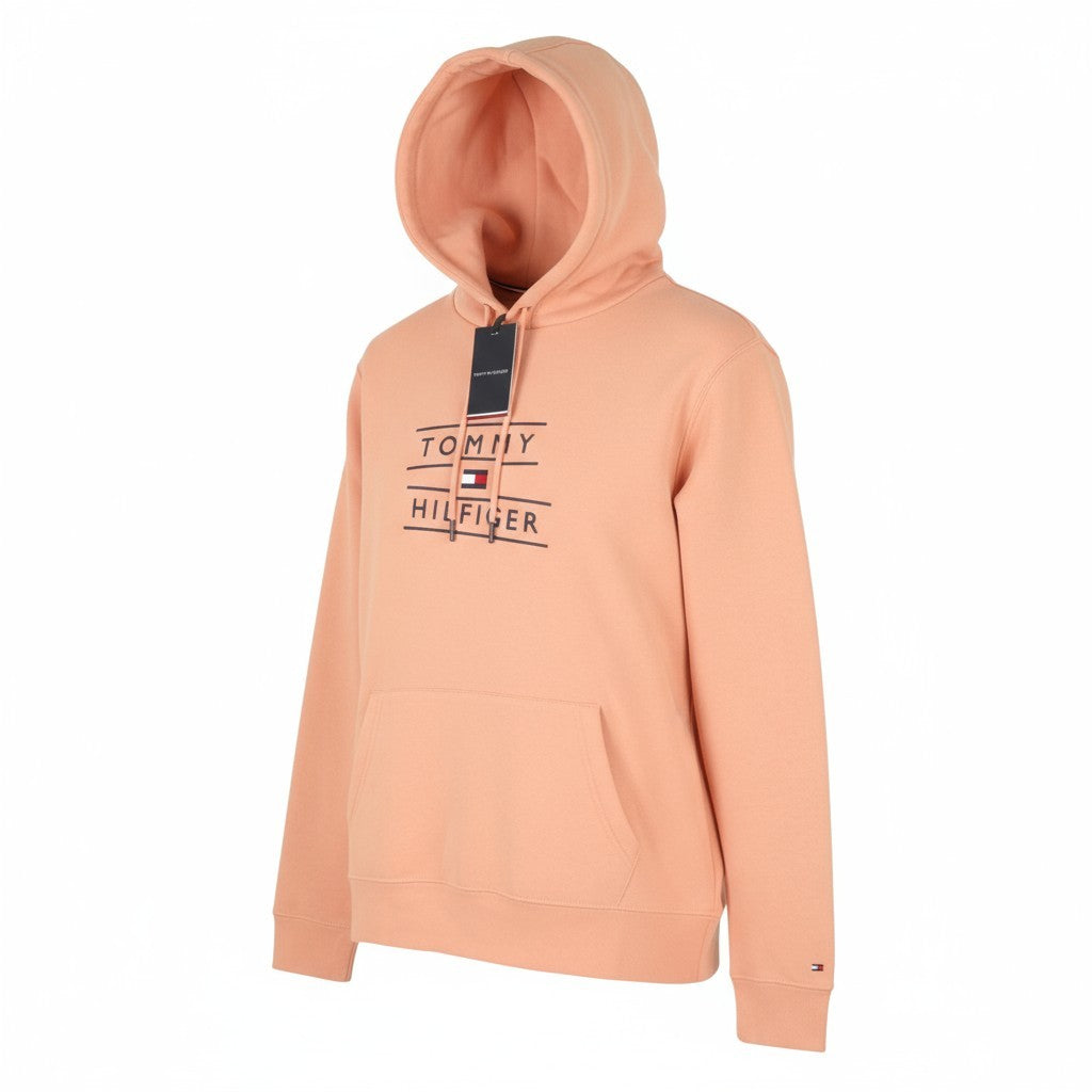 TOMMY HILFIGER Fapino Stacked Logo Men Hoodie L Organic Cotton Blend Pullover