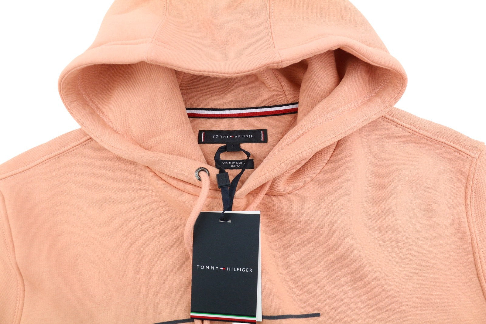 TOMMY HILFIGER Fapino Stacked Logo Men Hoodie L Organic Cotton Blend Pullover