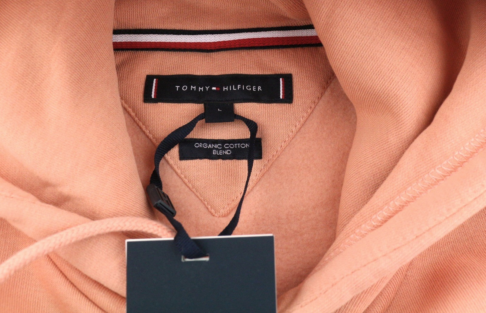 TOMMY HILFIGER Fapino Stacked Logo Men Hoodie L Organic Cotton Blend Pullover