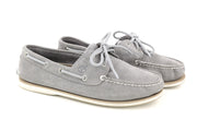 TIMBERLAND A43W1 Men's UK10.5 EU45 Grey Leather Slip On Boat Loafers Almond Toe