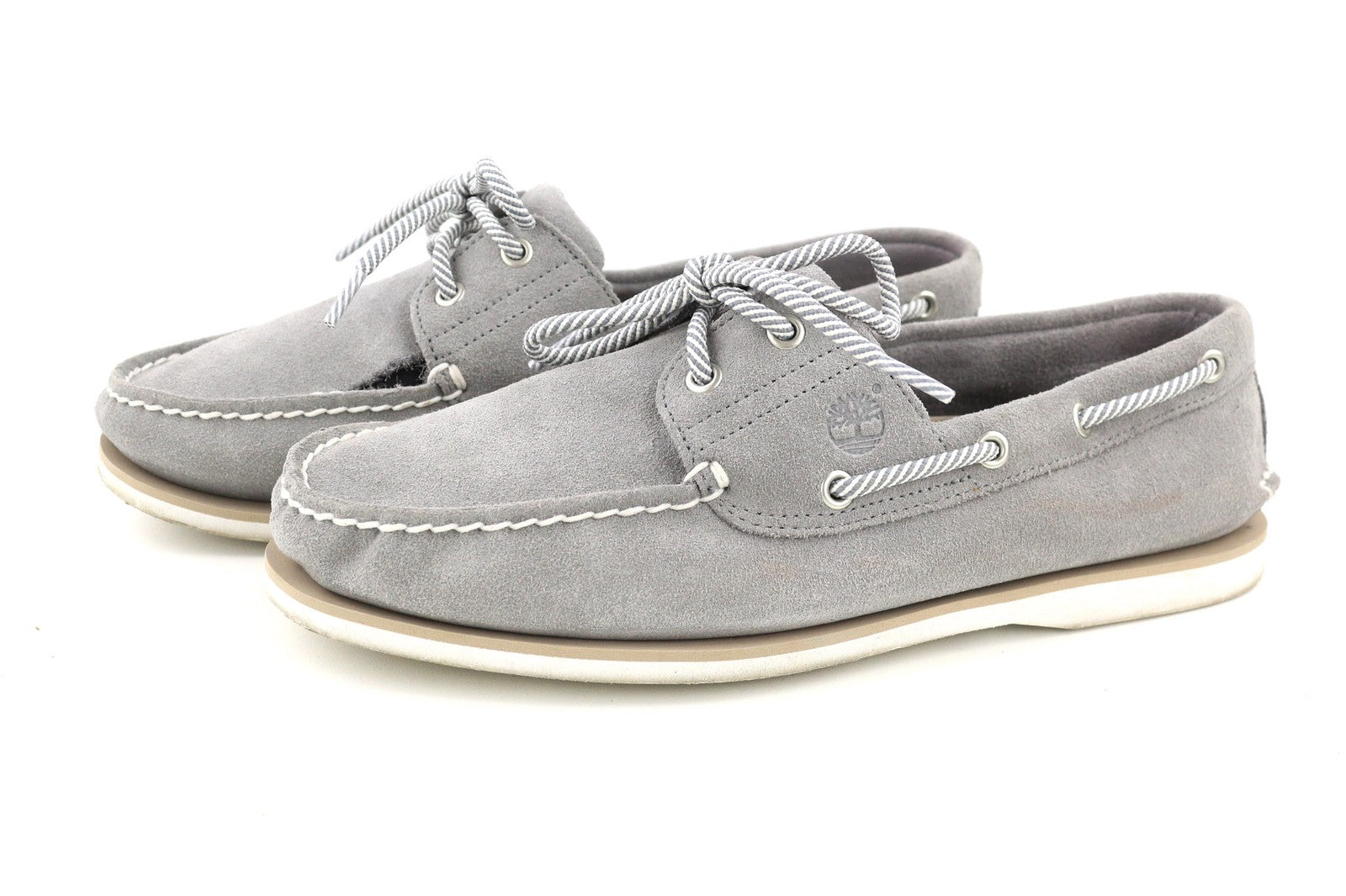TIMBERLAND A43W1 Men's UK10.5 EU45 Grey Leather Slip On Boat Loafers Almond Toe