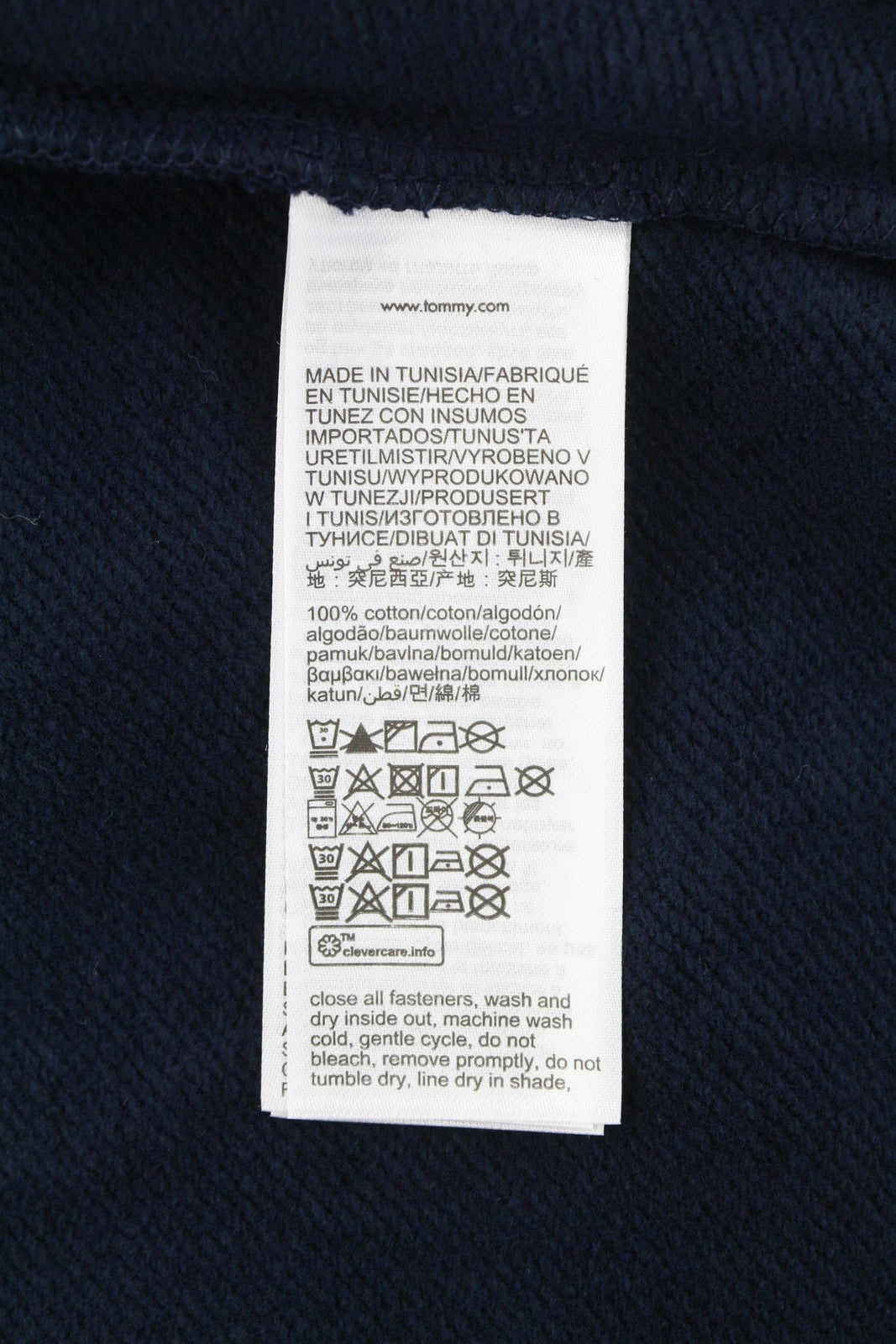 TOMMY HILFIGER vyriškas džemperis L dydžio, tamsiai mėlynas, su dideliu bomber kaklu ir logotipu, užtrauktuku. 