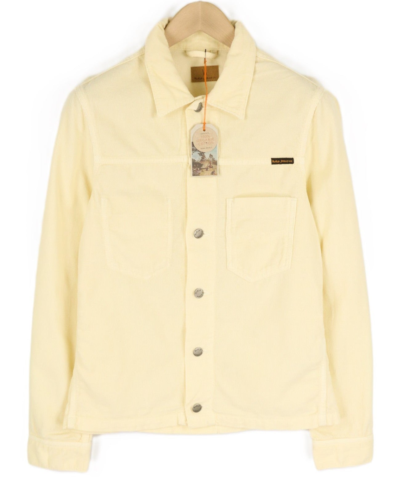 NUDIE JEANS Ronny Men's S Dusty White Organic Corduroy Buttoned Jacket