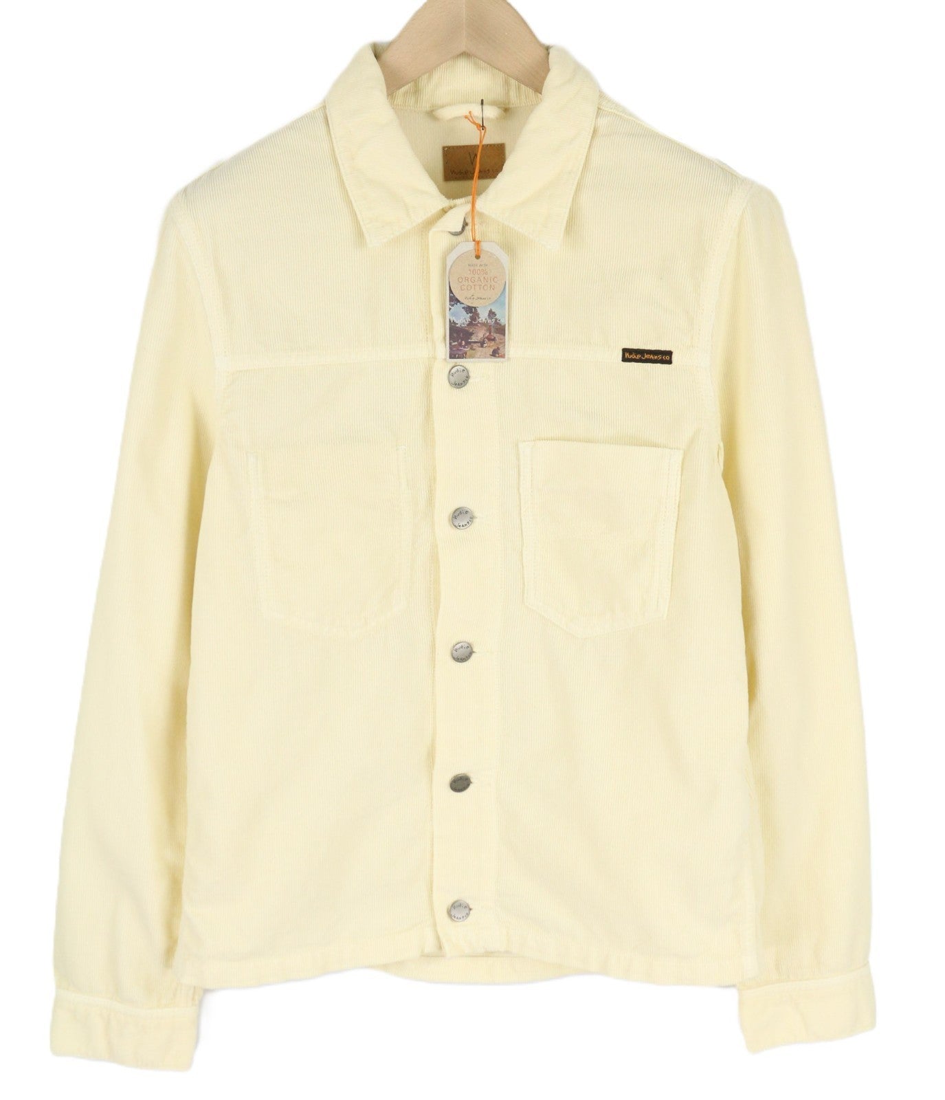 NUDIE JEANS Ronny Men's M Dusty White Organic Corduroy Buttoned Jacket