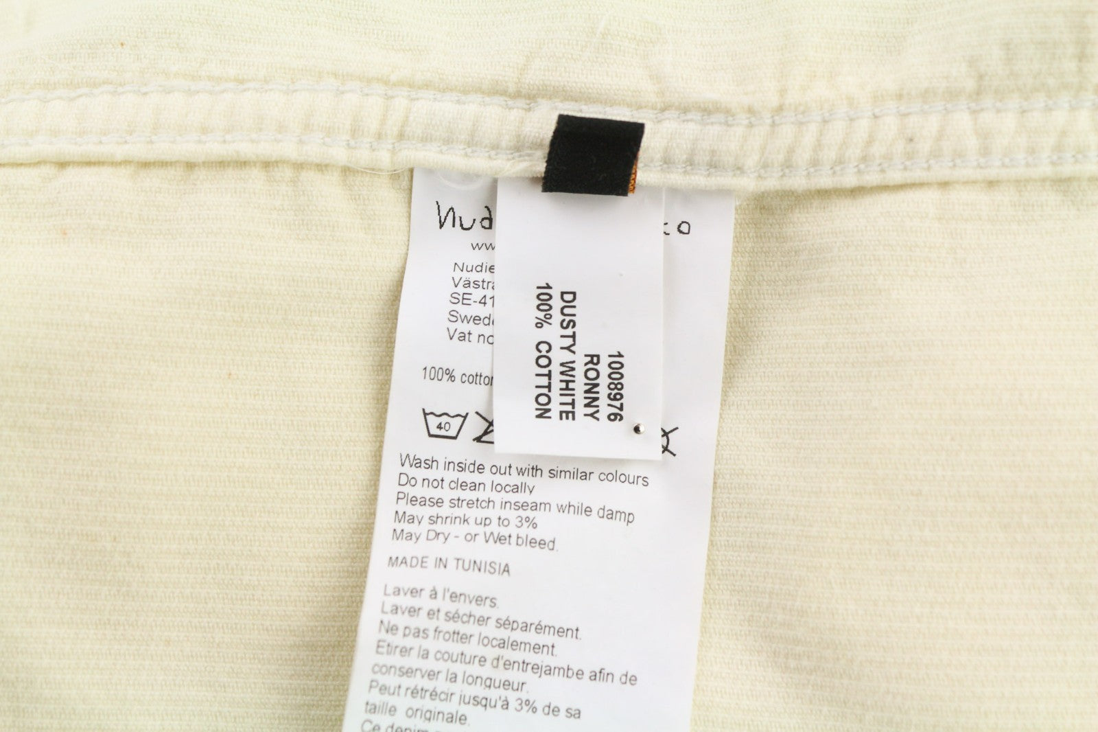 NUDIE JEANS Ronny vyriška dulkėta balta ekologiško velveto striukė su sagomis M 