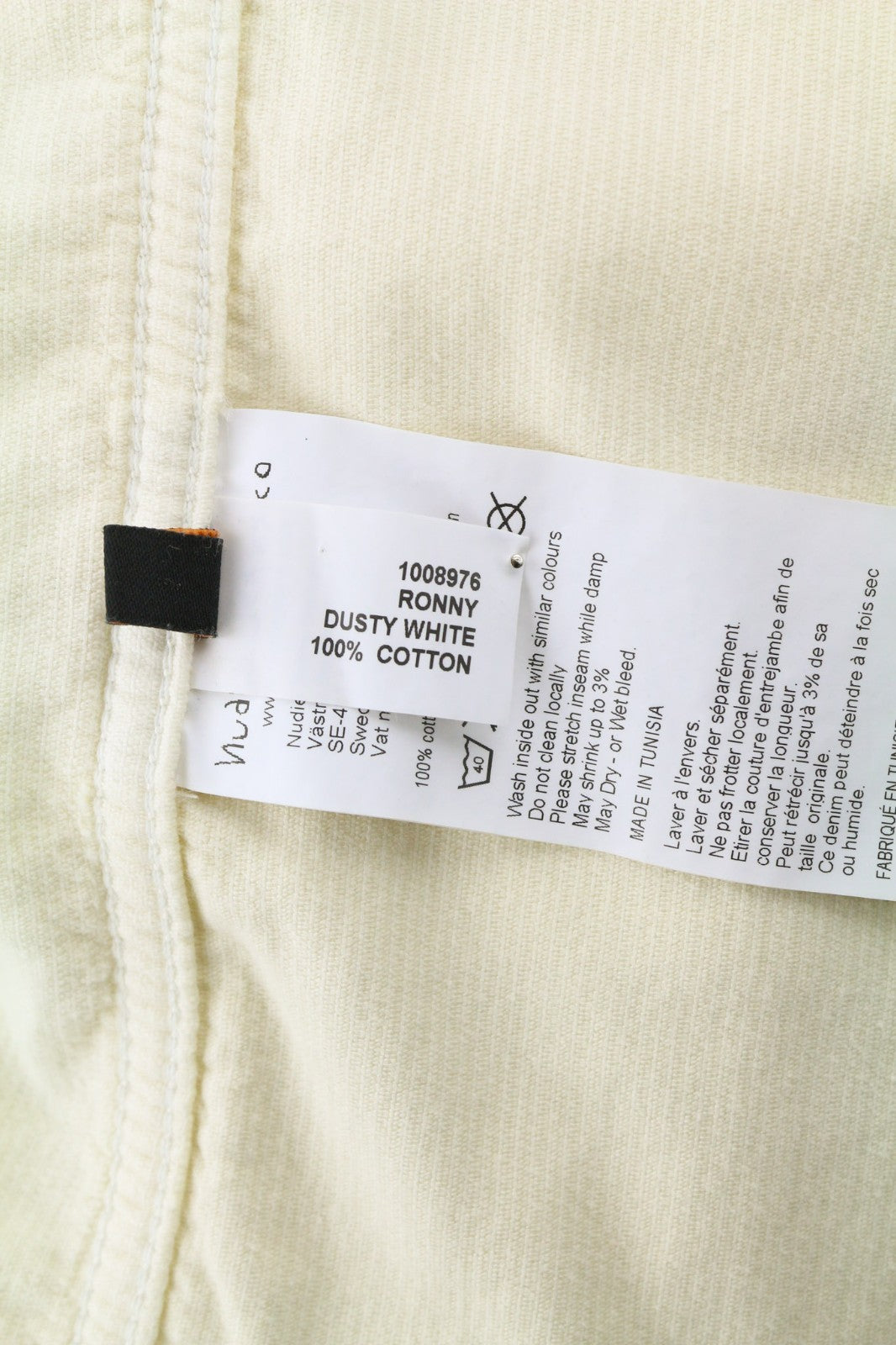 NUDIE JEANS Ronny Men's M Dusty White Organic Corduroy Logo Button Jacket