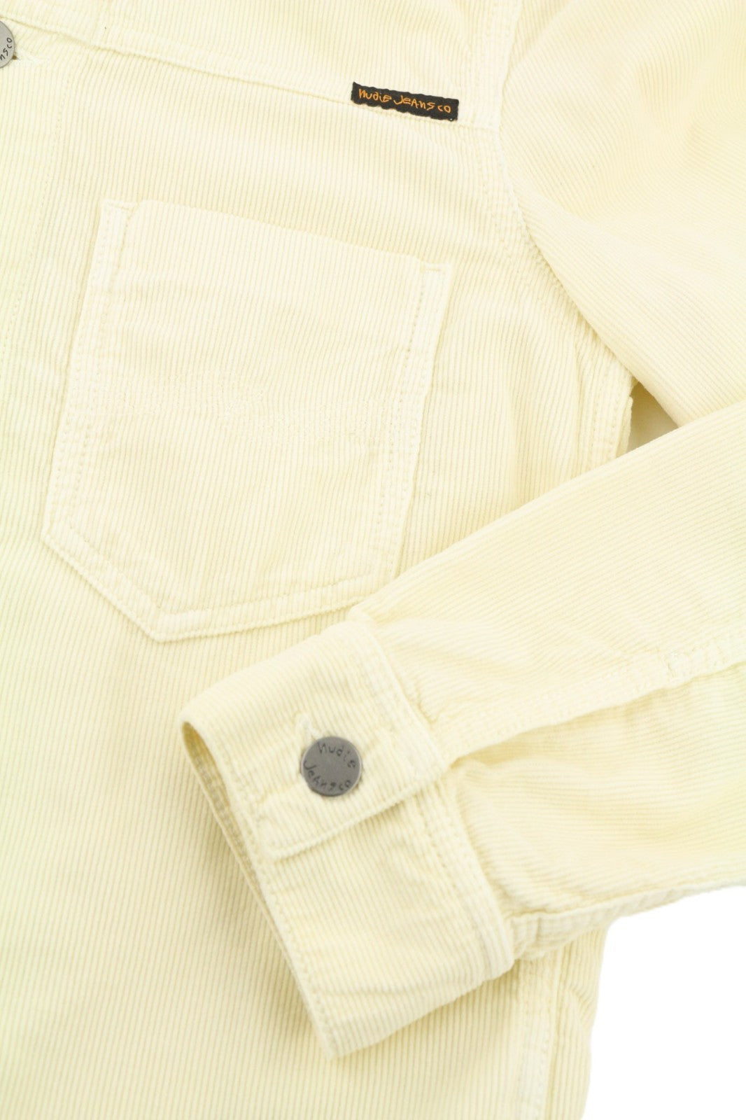 NUDIE JEANS Ronny Men's S Dusty White Organic Corduroy Logo Button Jacket