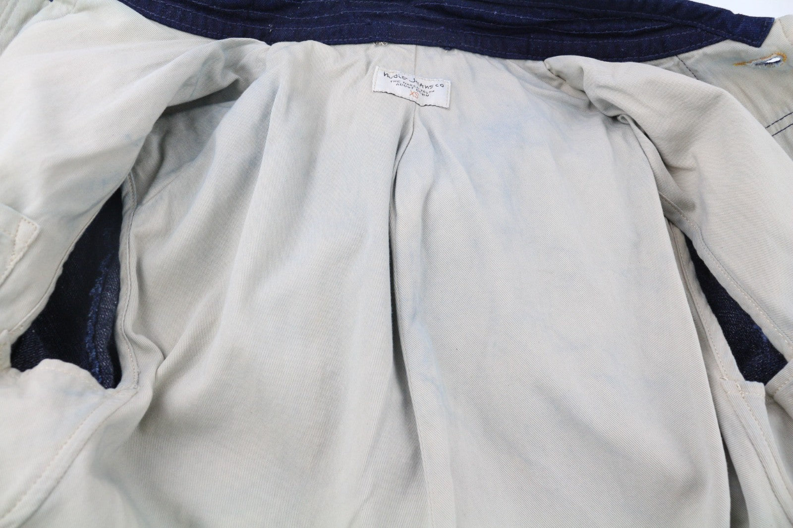 NUDIE JEANS Julius Men's XS Core Blue Organic Jacket Button Pockets Lined