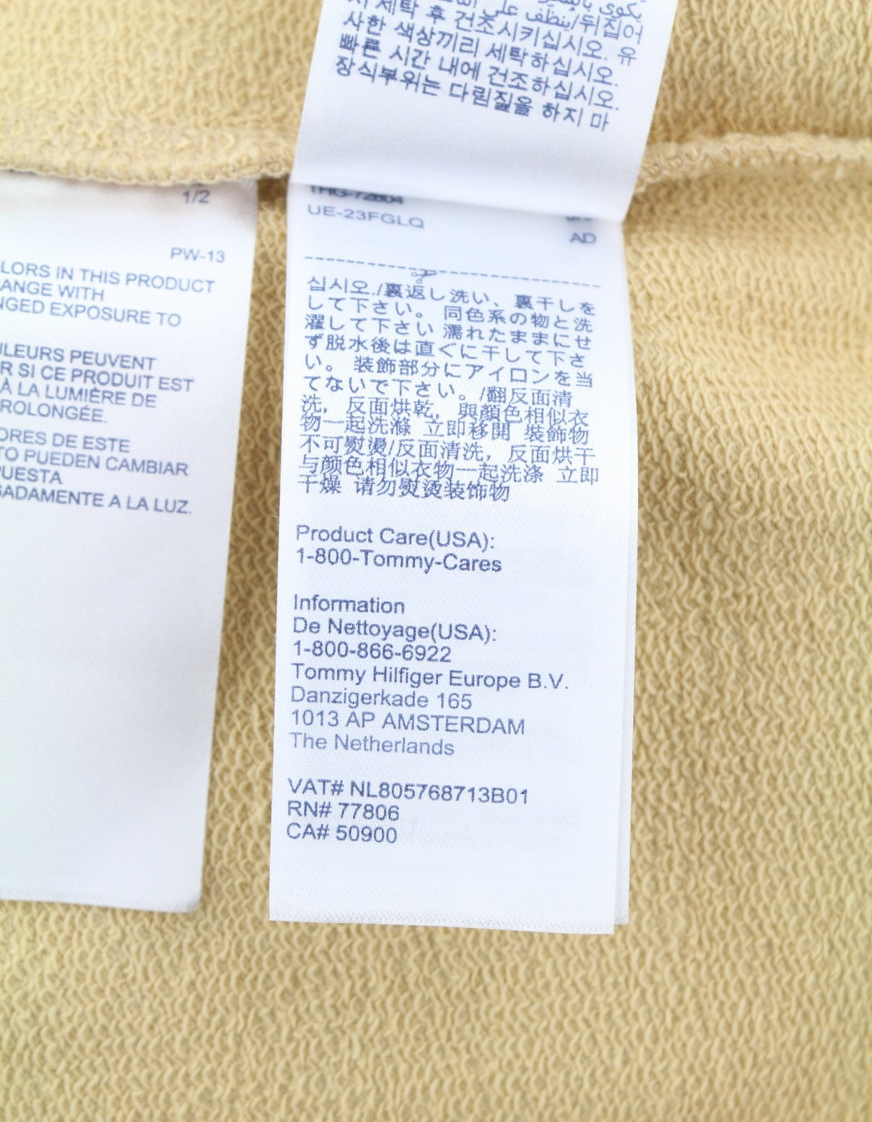 TOMMY HILFIGER vyriškas megztinis 2XL smėlio spalvos su apvalia kaklu ir siuvinėtu logotipu 