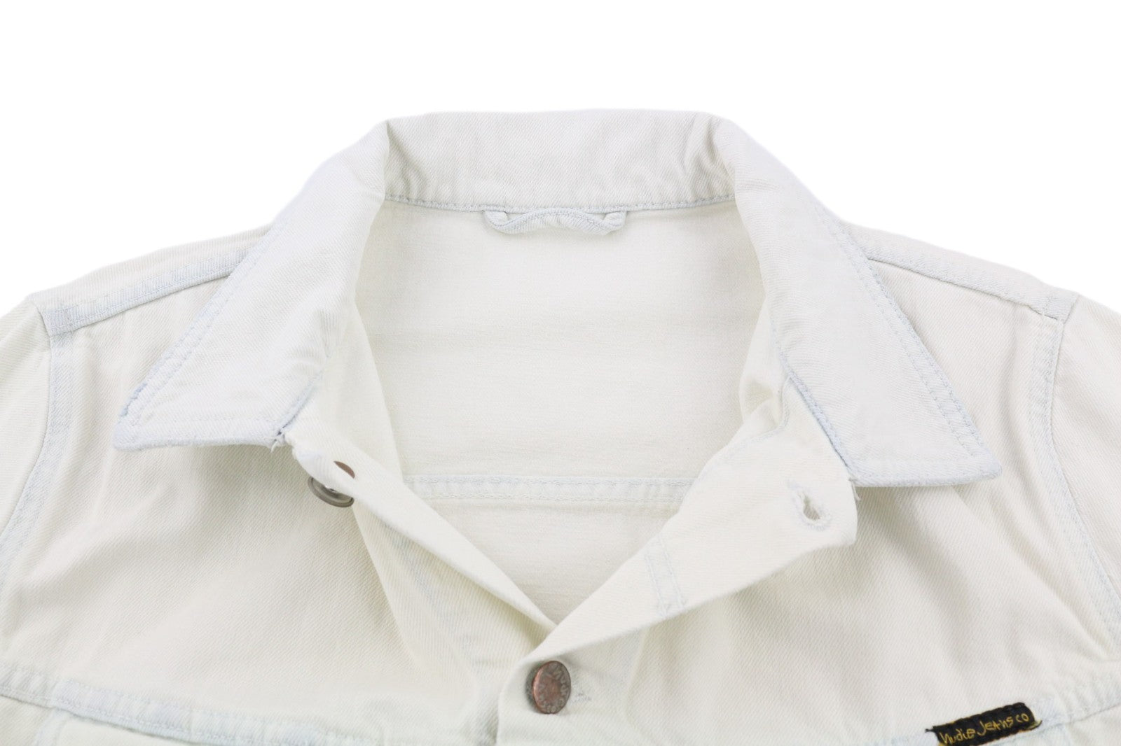 NUDIE JEANS Terry vyriška L dydžio „Extreme Bleach Light“ džinsinė striukė su sagų išskleidimu 