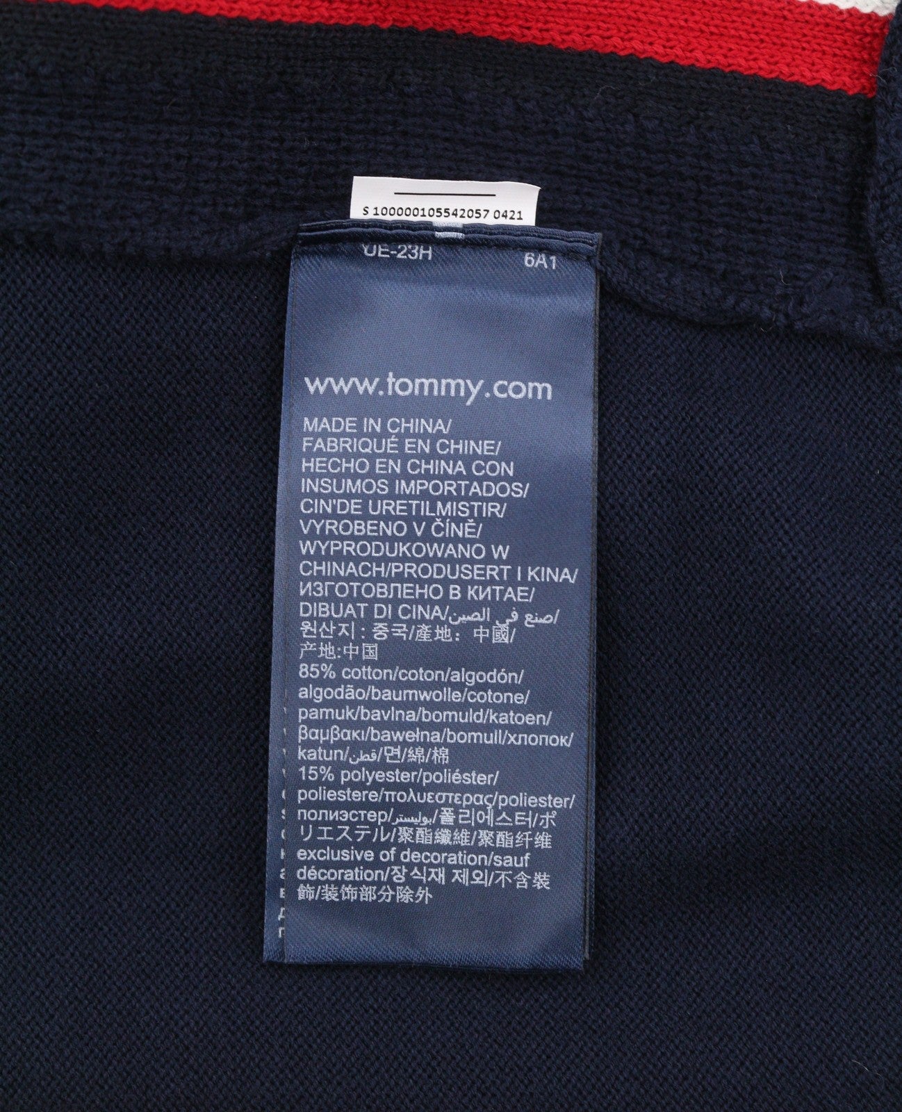 TOMMY HILFIGER THFlex Global Stripe Men Jumper 2XL Travel Comfort Hooded Navy