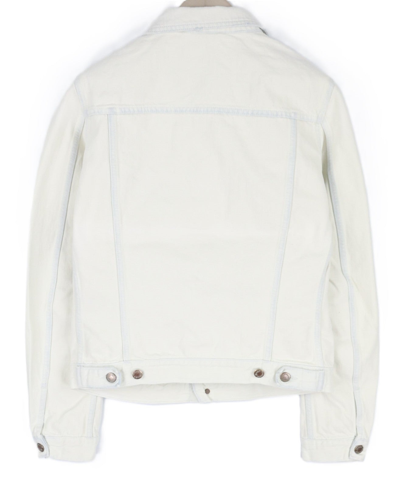 NUDIE JEANS Terry Men's M Extreme Bleach Light Denim Spread Logo Jacket