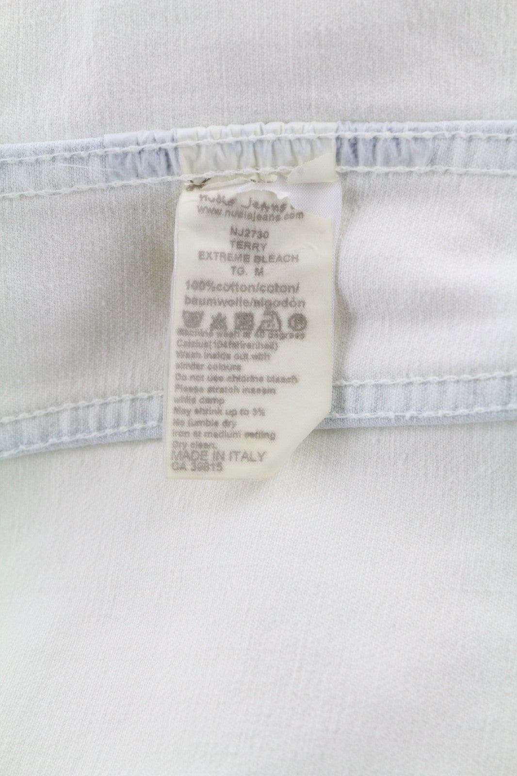 NUDIE JEANS Terry Men's M Extreme Bleach Light Denim Spread Logo Jacket