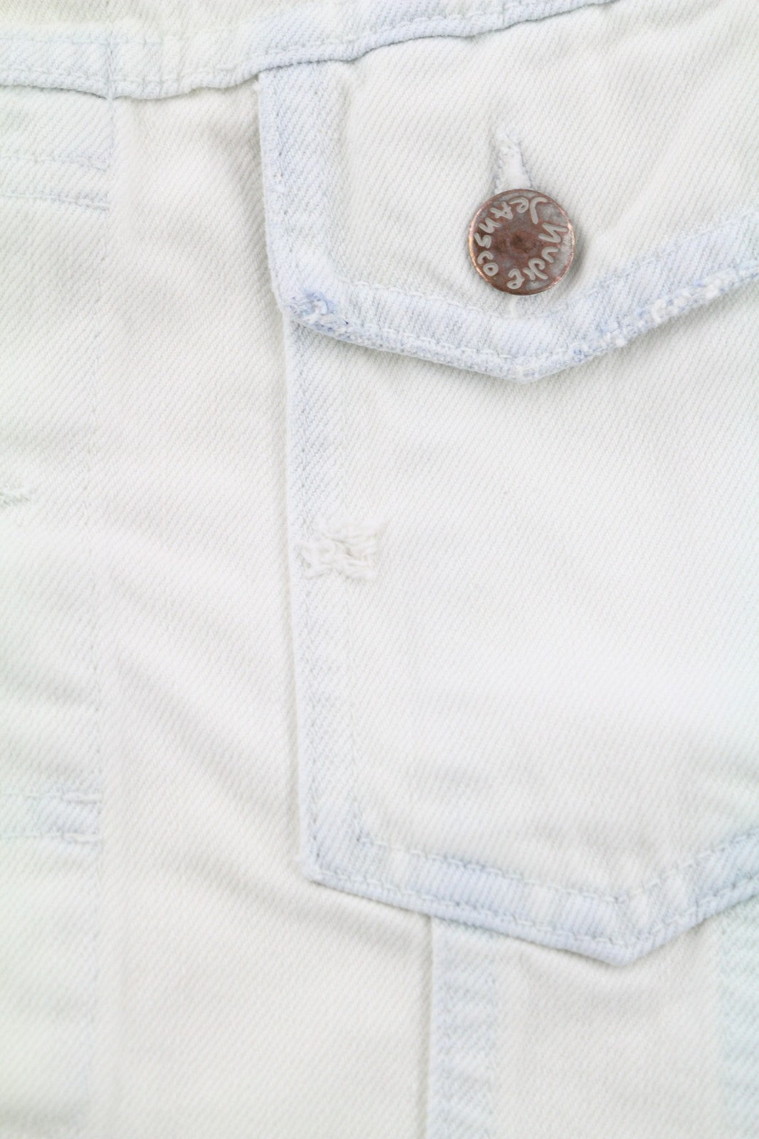 NUDIE JEANS Terry Men's M Extreme Bleach Light Denim Spread Logo Jacket