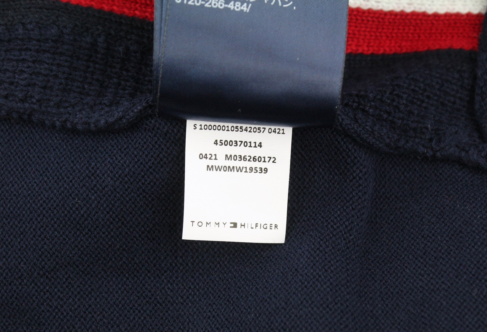 TOMMY HILFIGER THFlex Global Stripe Men Jumper L Travel Comfort Hooded Knit Navy