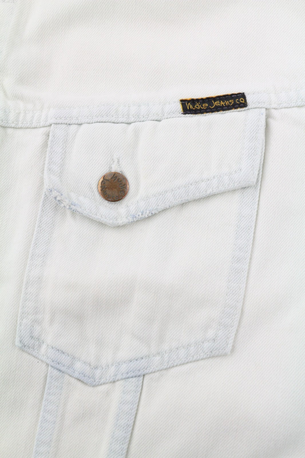 NUDIE JEANS Terry Men's XL Extreme Bleach Light Button Spread Pockets Jacket