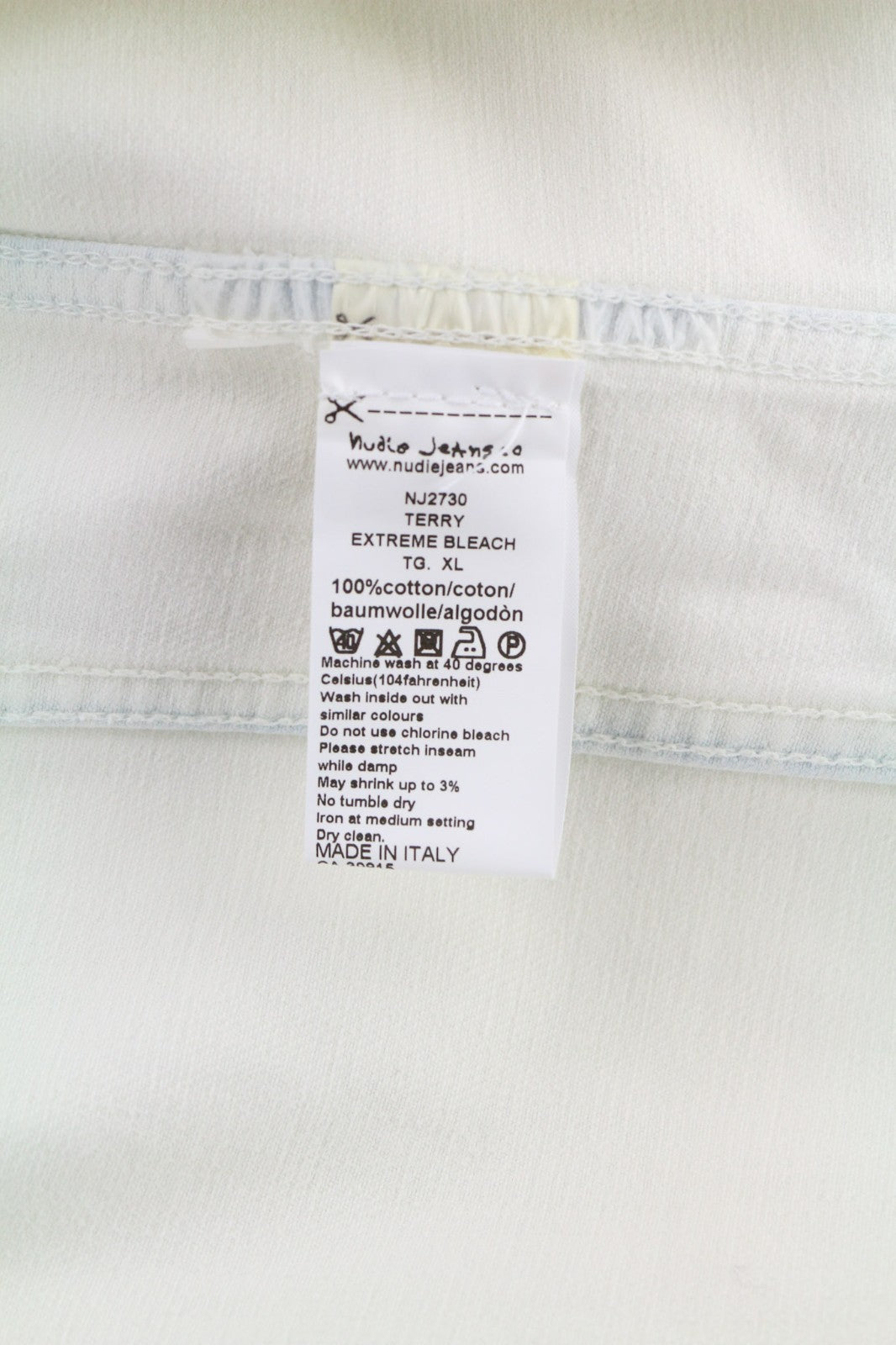 NUDIE JEANS Terry Men's XL Extreme Bleach Light Denim Spread Logo Jacket