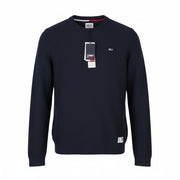 TOMMY HILFIGER Req Structured Men Jumper XL Navy Crew Neck Knit Stretch Pullover