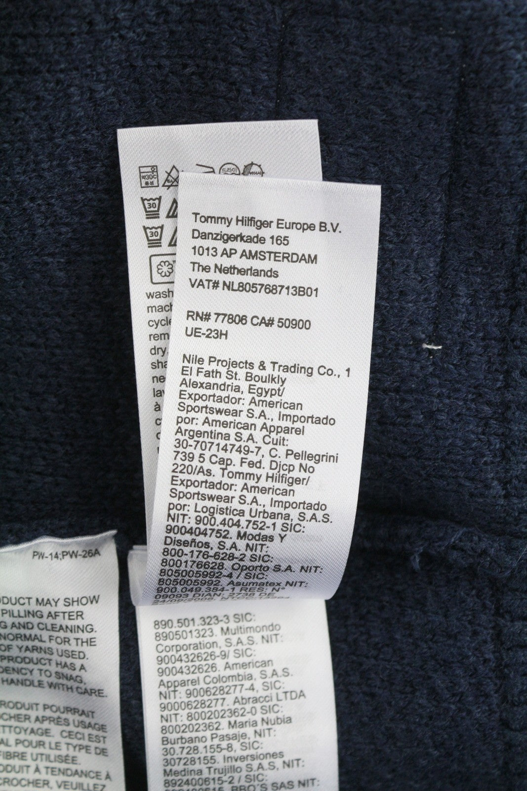 TOMMY HILFIGER Req Structured Men Jumper XL Navy Crew Neck Knit Stretch Pullover