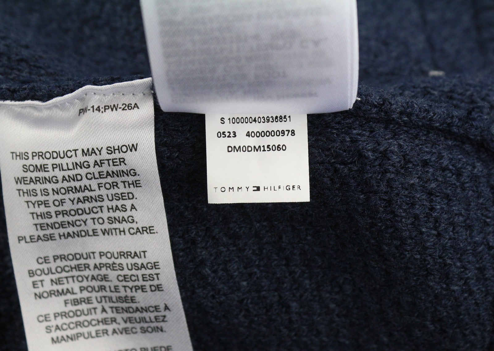 TOMMY HILFIGER Req Structured Men Jumper XL Navy Crew Neck Knit Stretch Pullover