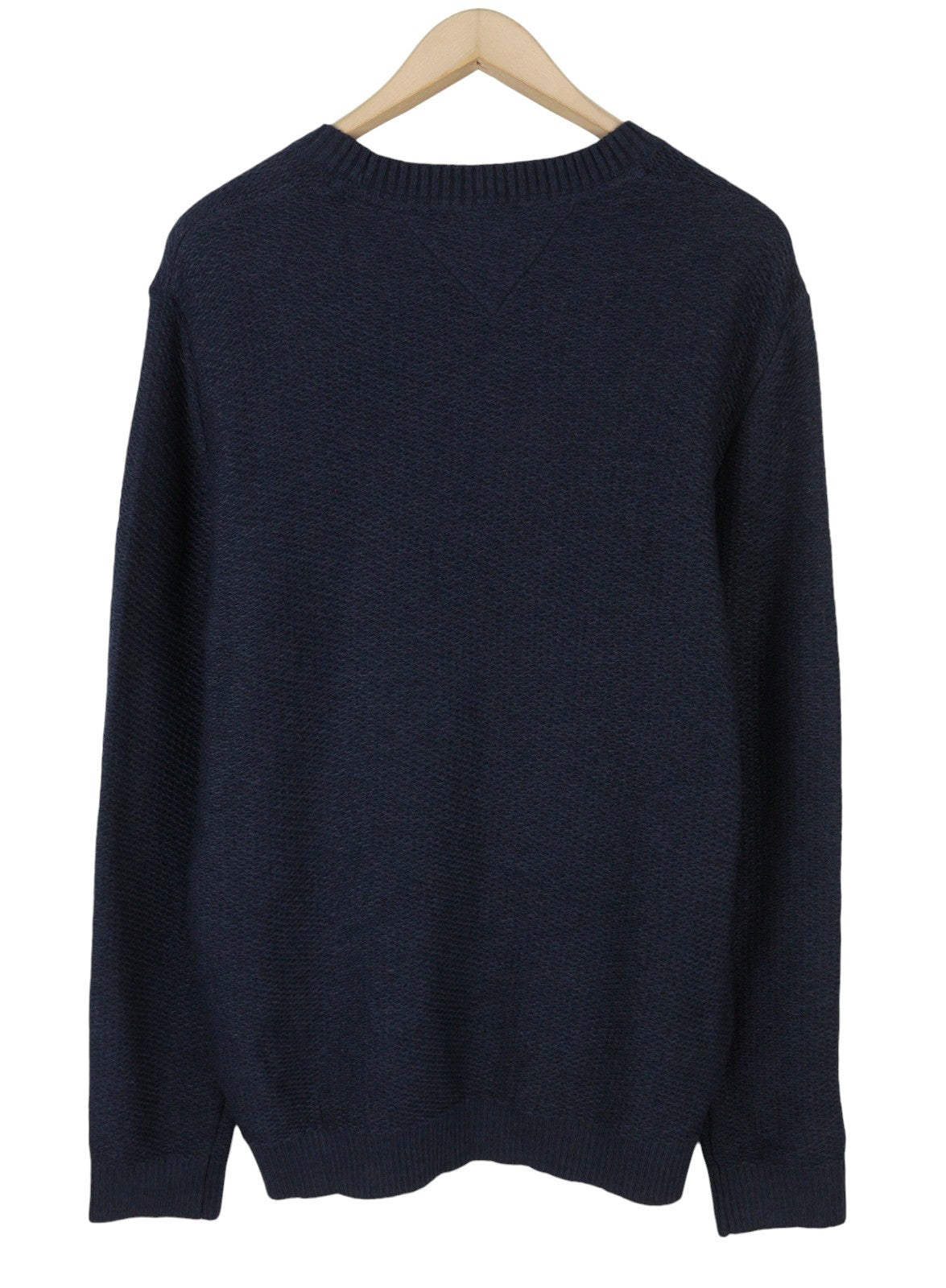 TOMMY HILFIGER Req Structured Men Jumper XL Navy Crew Neck Knit Stretch Pullover