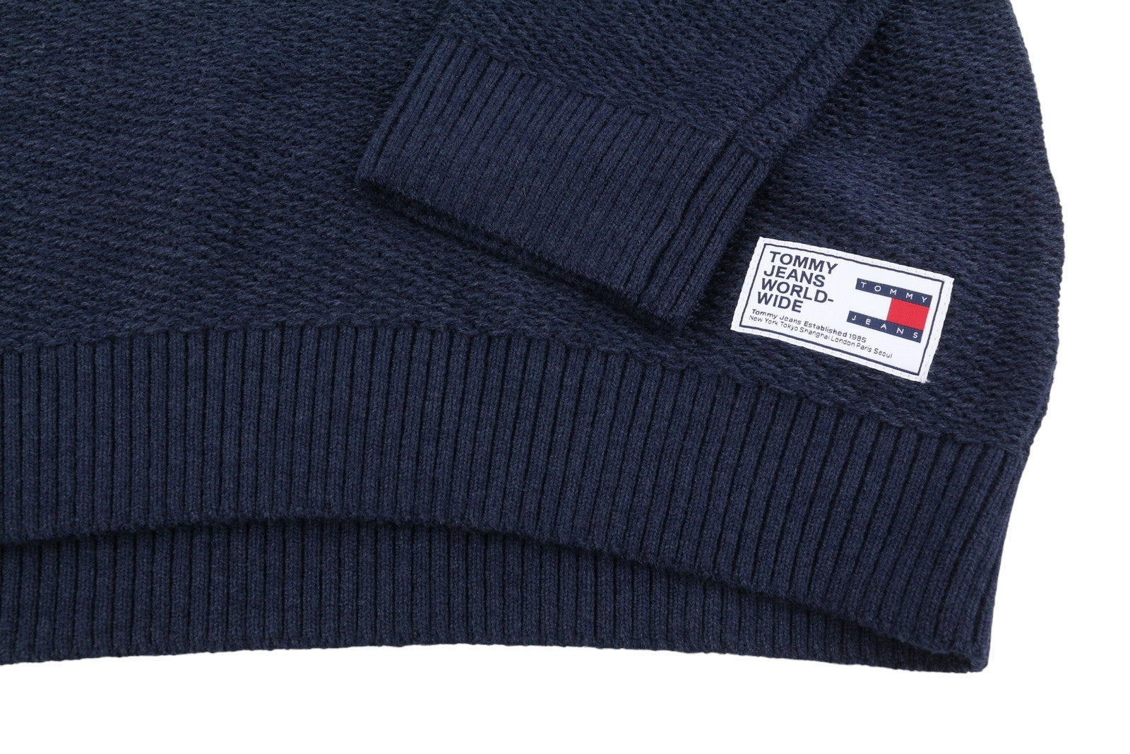 TOMMY HILFIGER Req Structured Men Jumper XL Navy Crew Neck Knit Stretch Pullover