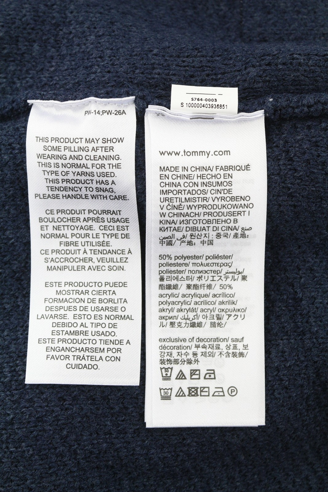 TOMMY HILFIGER Req Structured Men Jumper XL Navy Crew Neck Knit Stretch Pullover