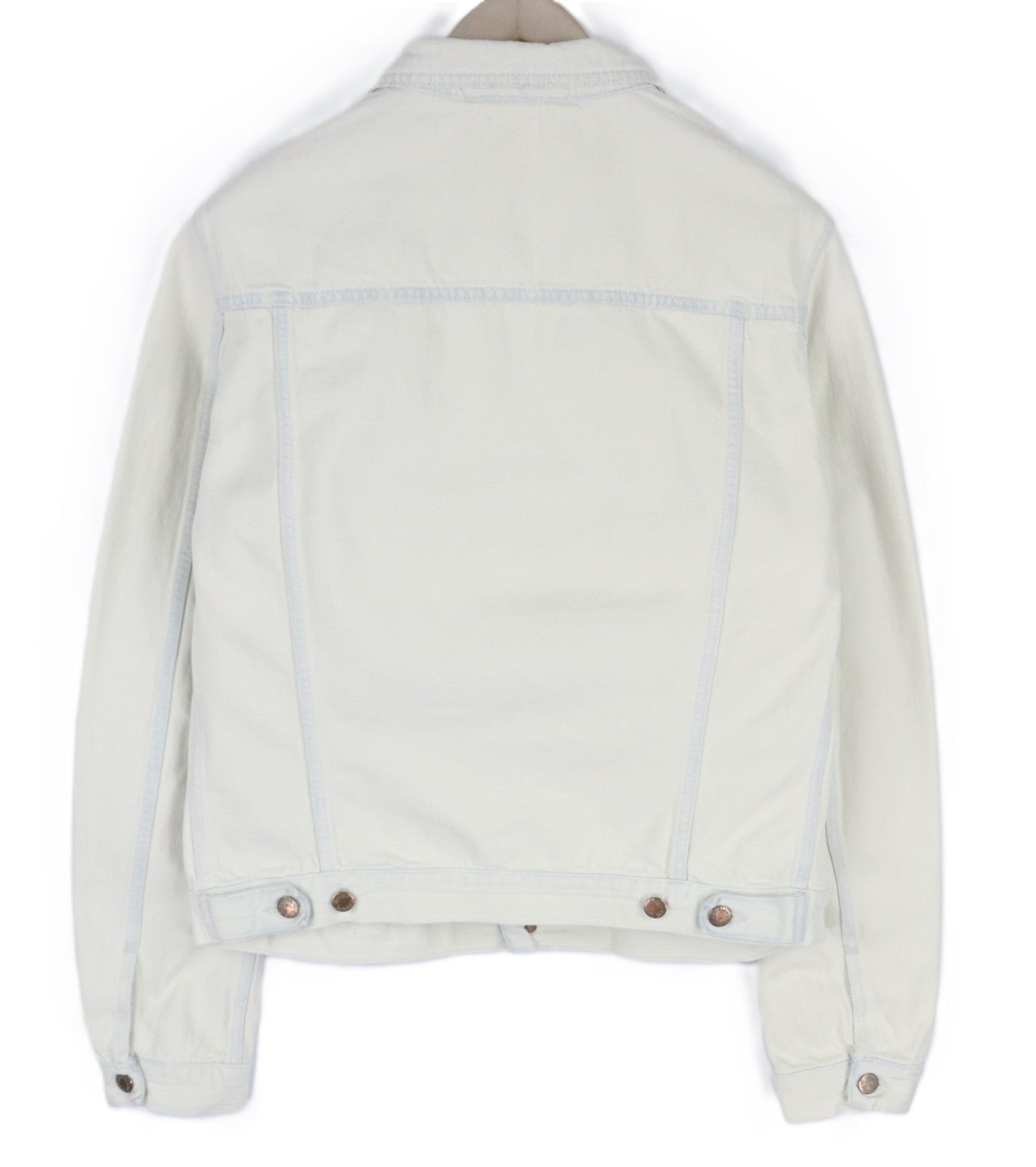 NUDIE JEANS Terry Men's XL Extreme Bleach Light White Spread Denim Logo Jacket