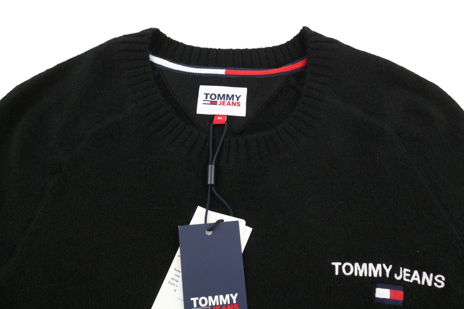 TOMMY HILFIGER Req Raolan Men Jumper XL Black Crew Neck Tight-Knit Pullover