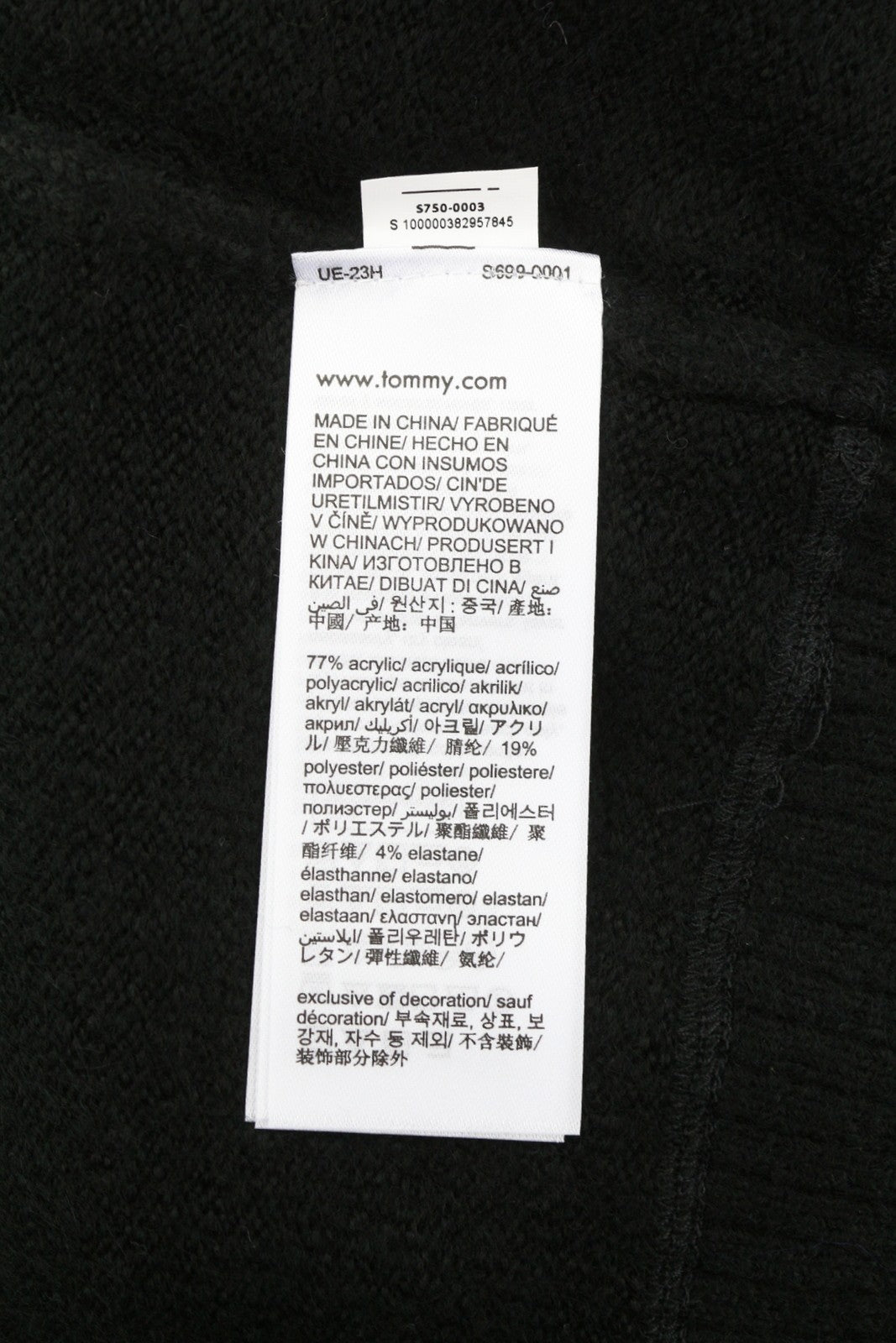 TOMMY HILFIGER Req Raolan Men Jumper XL Black Crew Neck Tight-Knit Pullover