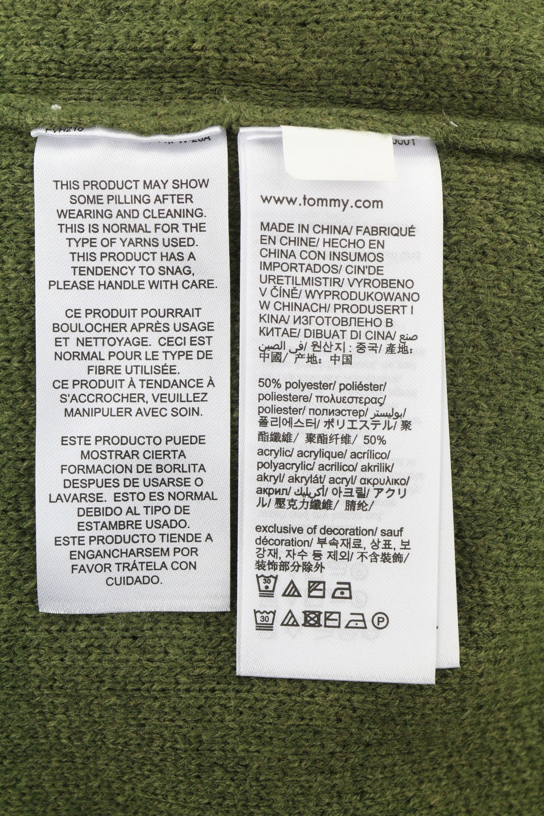 TOMMY HILFIGER Req Structured Men Jumper 2XL Olive Green Crew Neck Knit Pullover