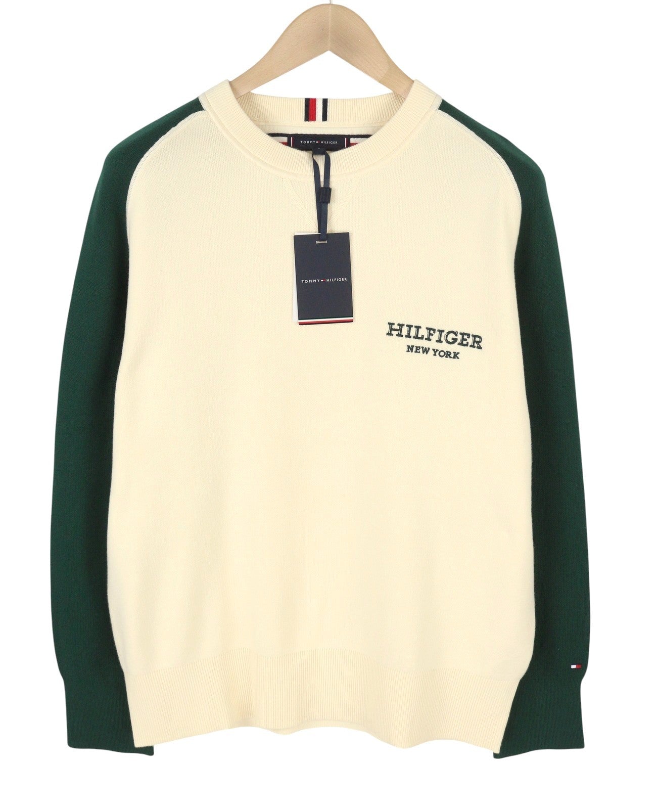 TOMMY HILFIGER Monotype Colour Block Crew Neck Men Jumper S Cotton Knit Pullover