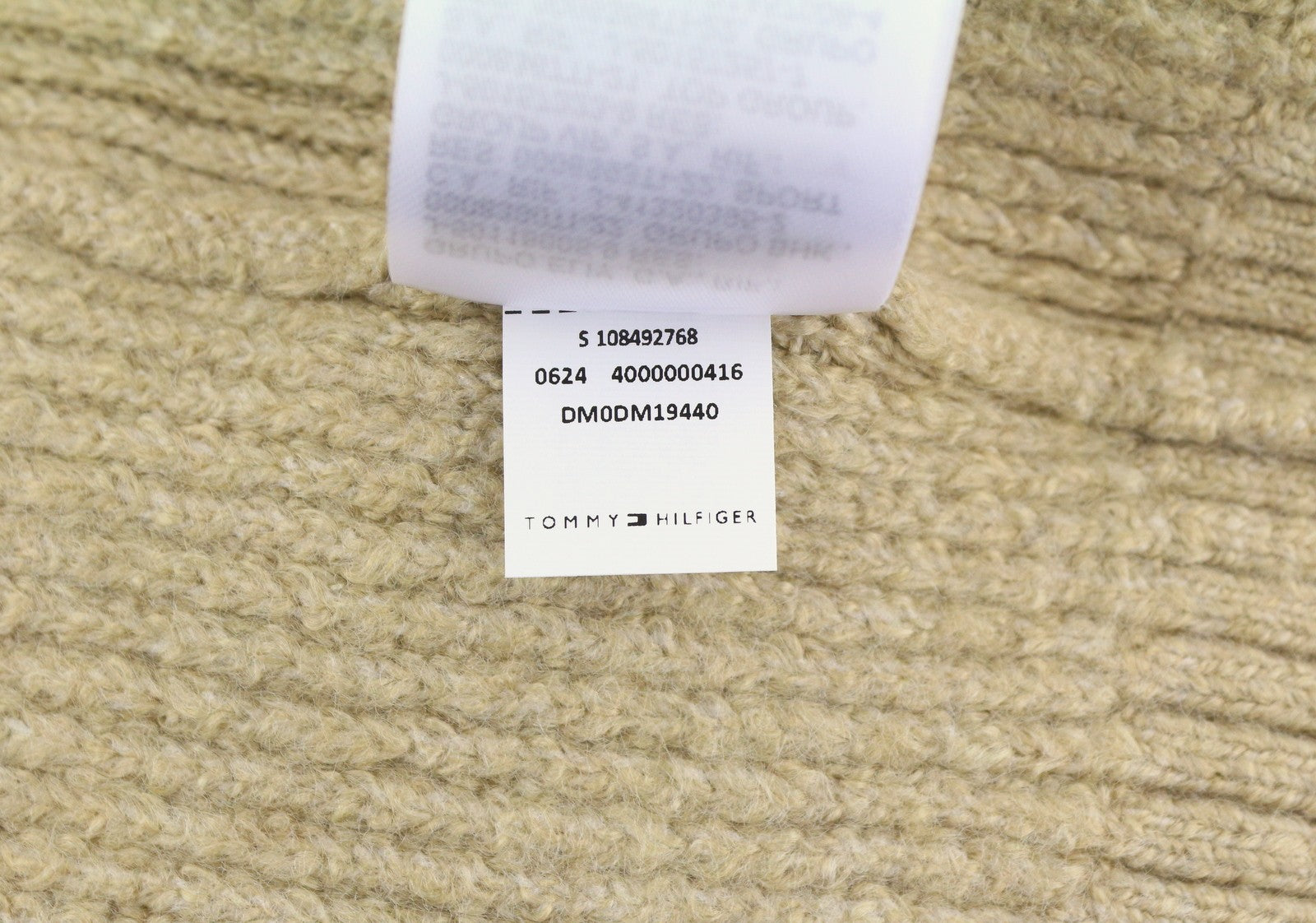 TOMMY HILFIGER Slim Cable Knit Cneck Men Jumper XL Gentle Gold Brown Pullover