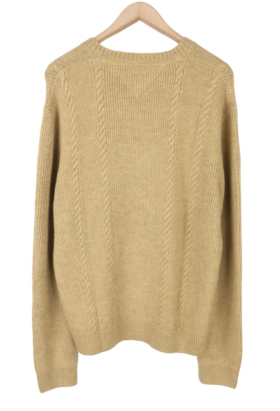 TOMMY HILFIGER Slim Cable Knit Cneck Men Jumper XL Gentle Gold Brown Pullover