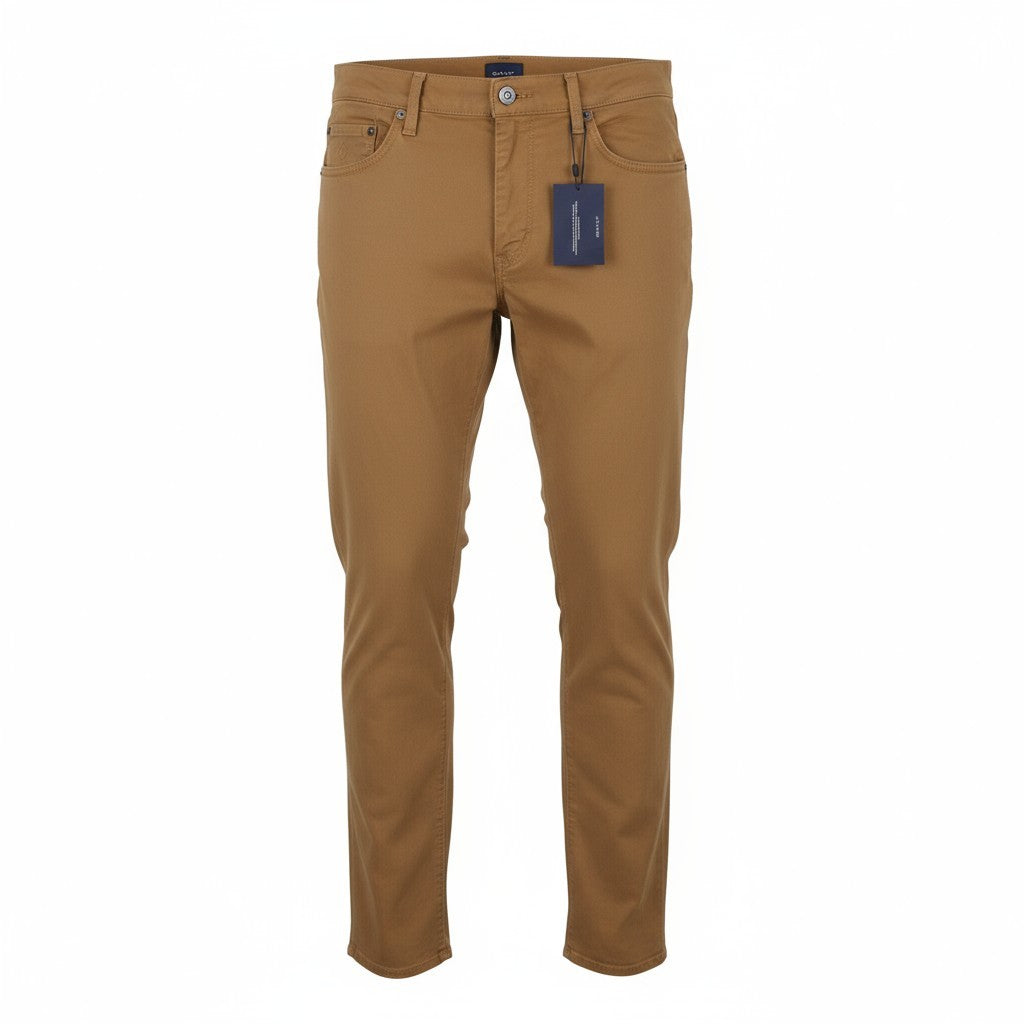 GANT Hayes Desert Men Trousers W35/L34 Roasted Walnut Slim Fit Zip Fly Brown