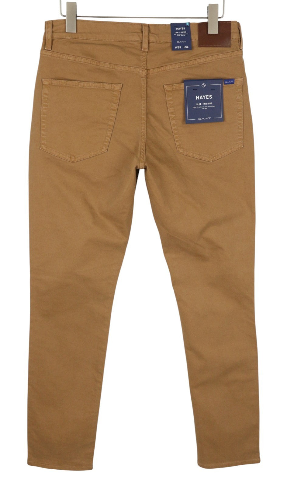 GANT Hayes Desert Men Trousers W35/L34 Roasted Walnut Slim Fit Zip Fly Brown