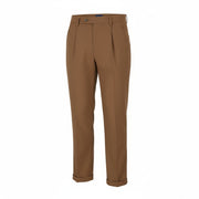 GANT Fluid Pleated Men Trousers W30 Roasted Walnut Wool Blend Turn-Up Brown