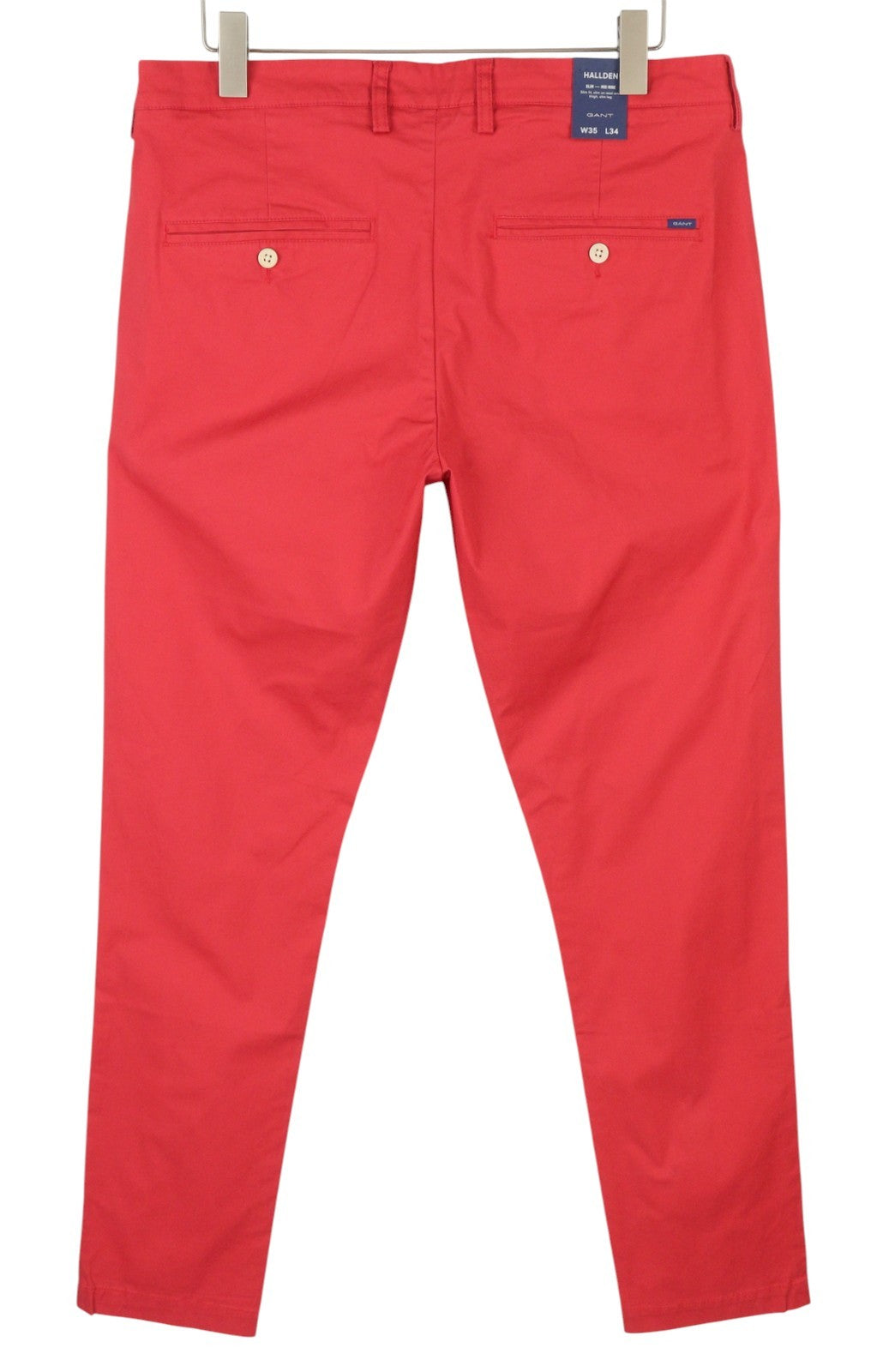 GANT Hallden Sunfaded Chinos Men Trousers W35/L34 Cardinal Red Slim Fit Zip