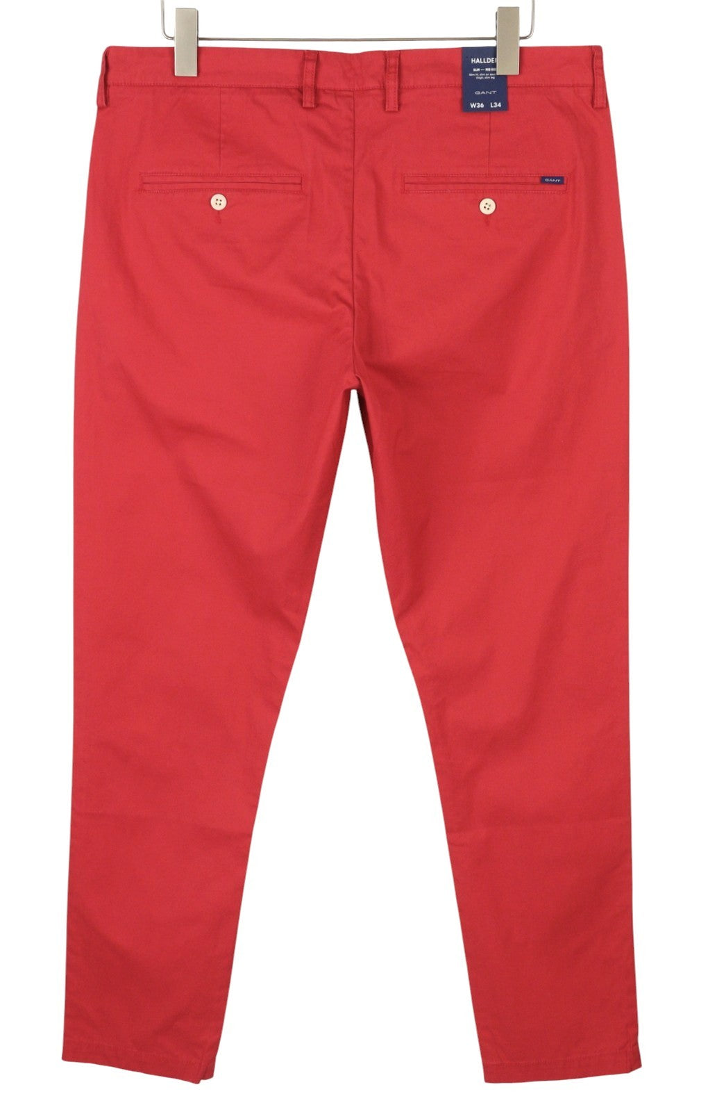 GANT Hallden Sunfaded Chinos Men Trousers W36/L34 Cardinal Red Slim Fit Zip