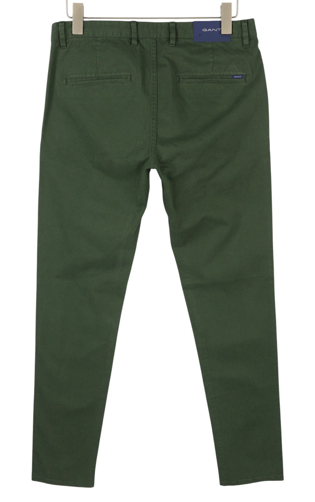 GANT Brushed Extra Slim Chino Men Trousers W32/L34 Thyme Green Zip Fly Logo