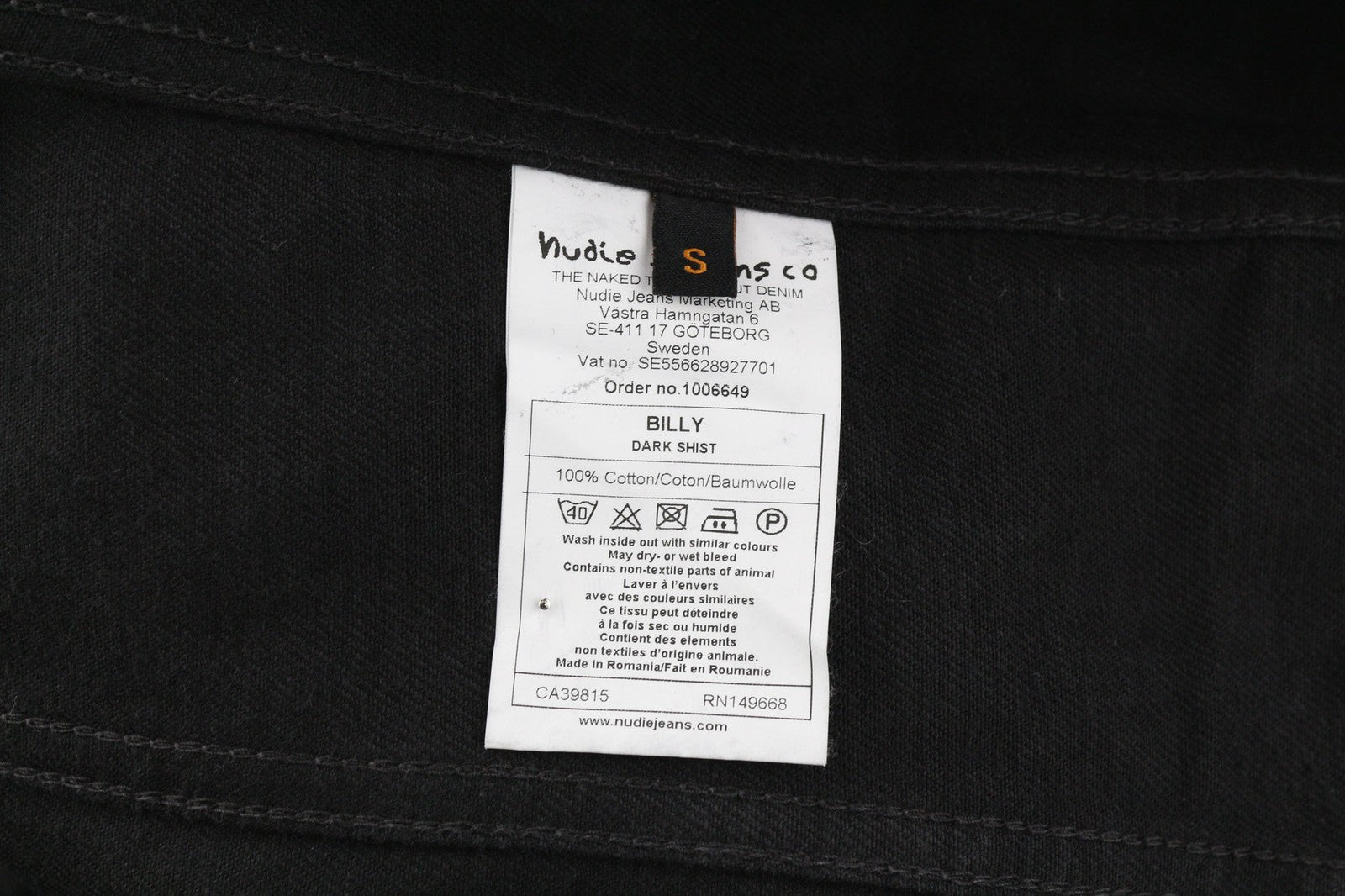 NUDIE JEANS Billy Men's S Dark Shist Denim Spread Button Logo Pockets Jacket