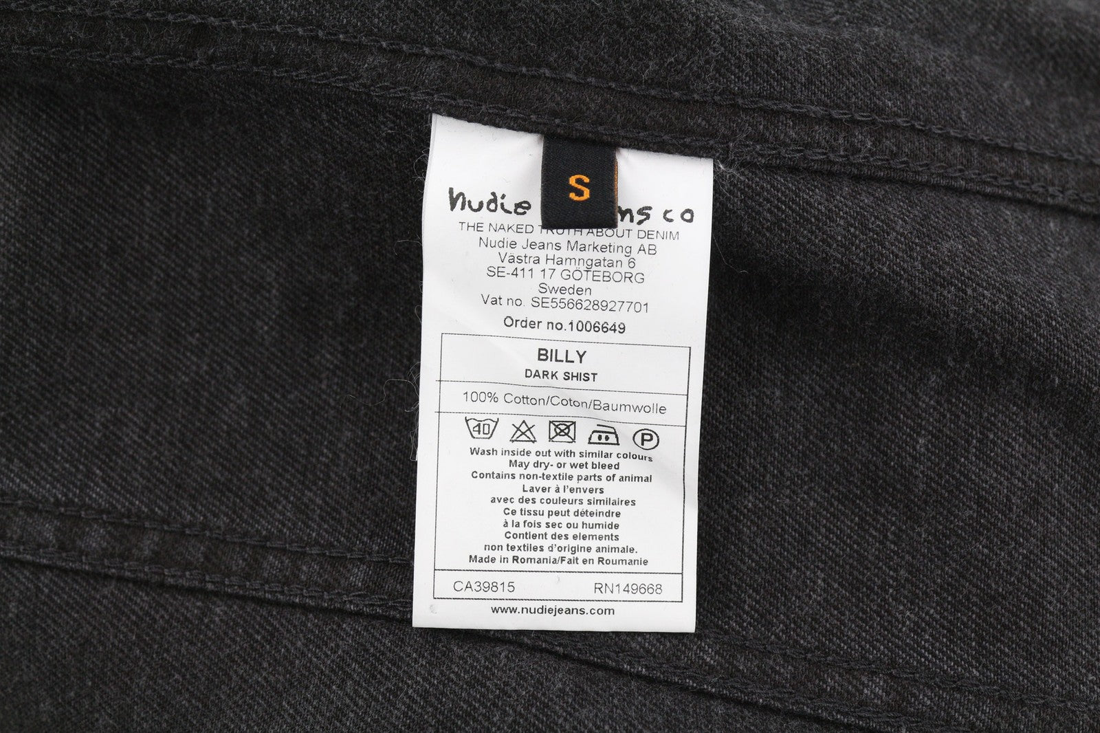 NUDIE JEANS Billy vyriška tamsiai mėlyna džinsinė striukė su sagomis, išskleistais logotipo kišenėmis 