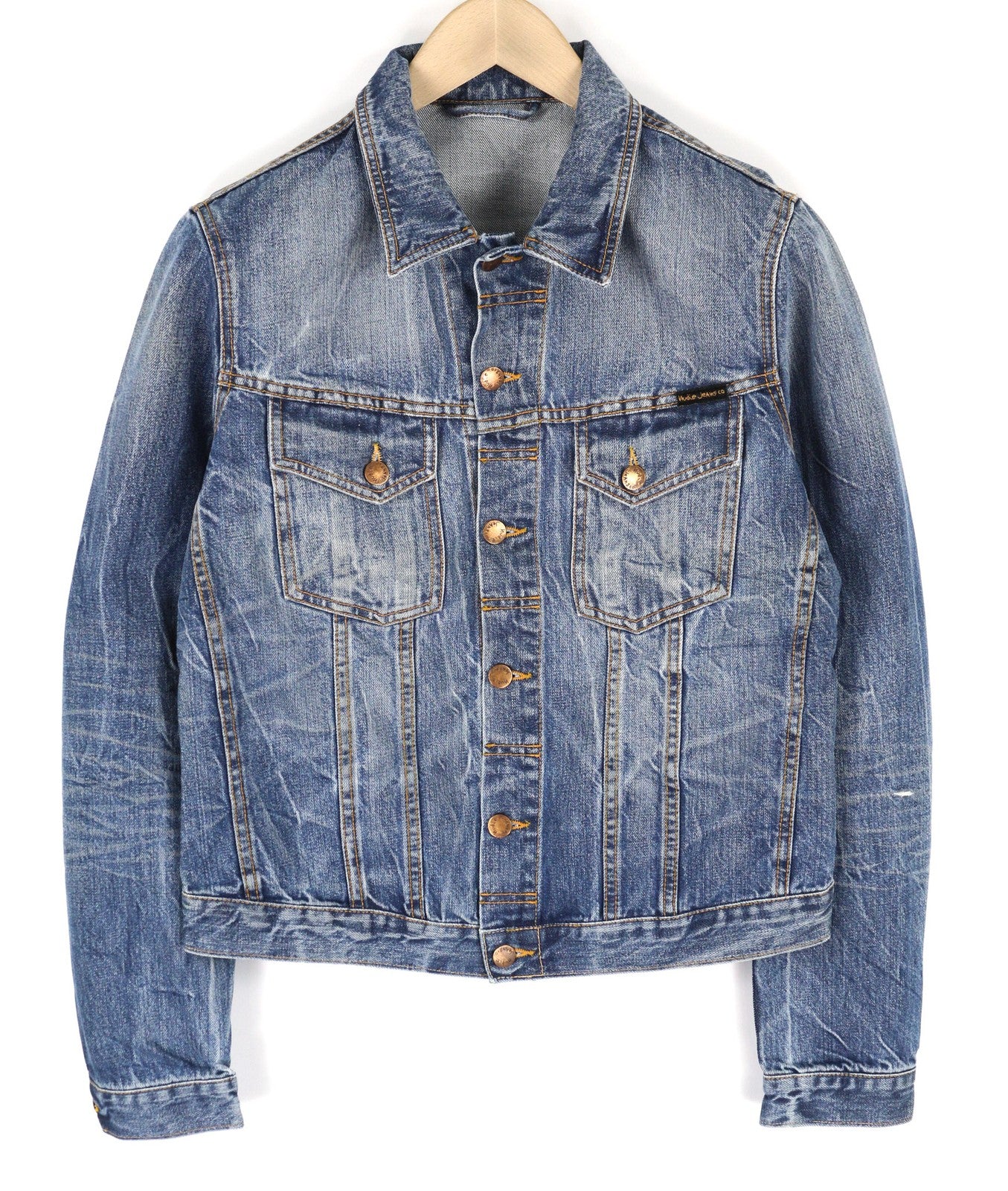 NUDIE JEANS Terry Men's M Washed Organic Light Vintage Logo Spread Button Jacket