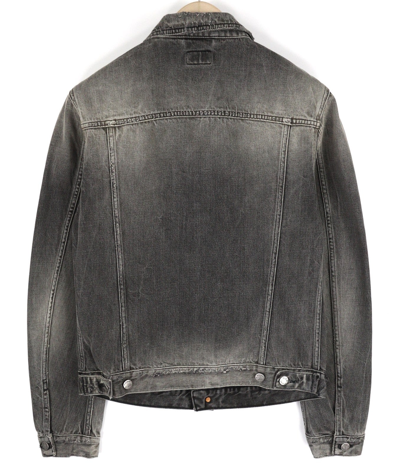 NUDIE JEANS Men's M Grey Washed Denim Spread Neck Logo Pockets Buttoned Jacket