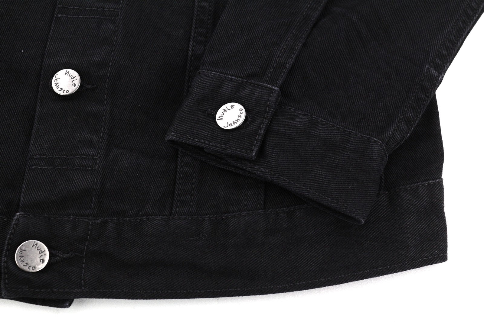 NUDIE JEANS Billy Men's S Dark Shist Denim Spread Button Black Pockets Jacket
